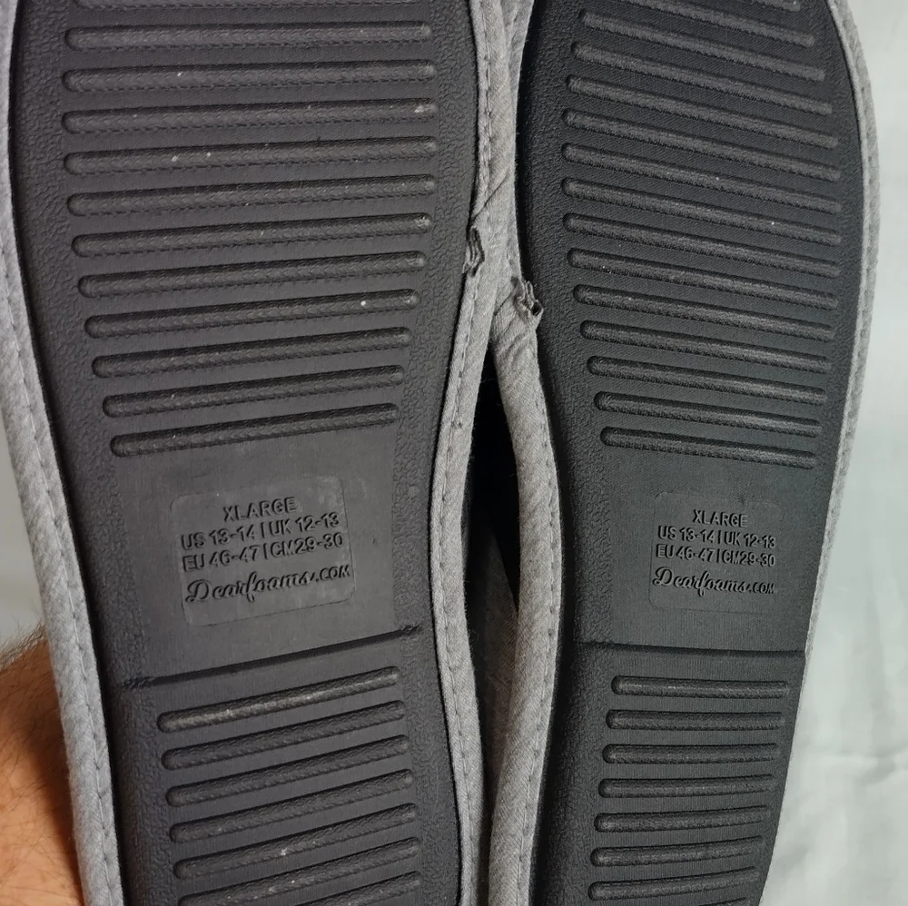Dearfoams Men's Black Bound Scuff Slippers Size XL 13-14 Night Wear Cushion Sole